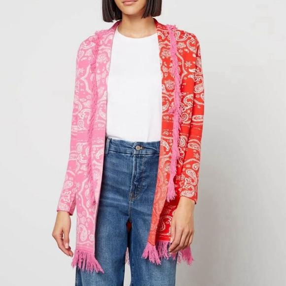 Never Fully Dressed NWT Bandana Clash Cardigan in pink & red Sz S - Picture 2 of 9